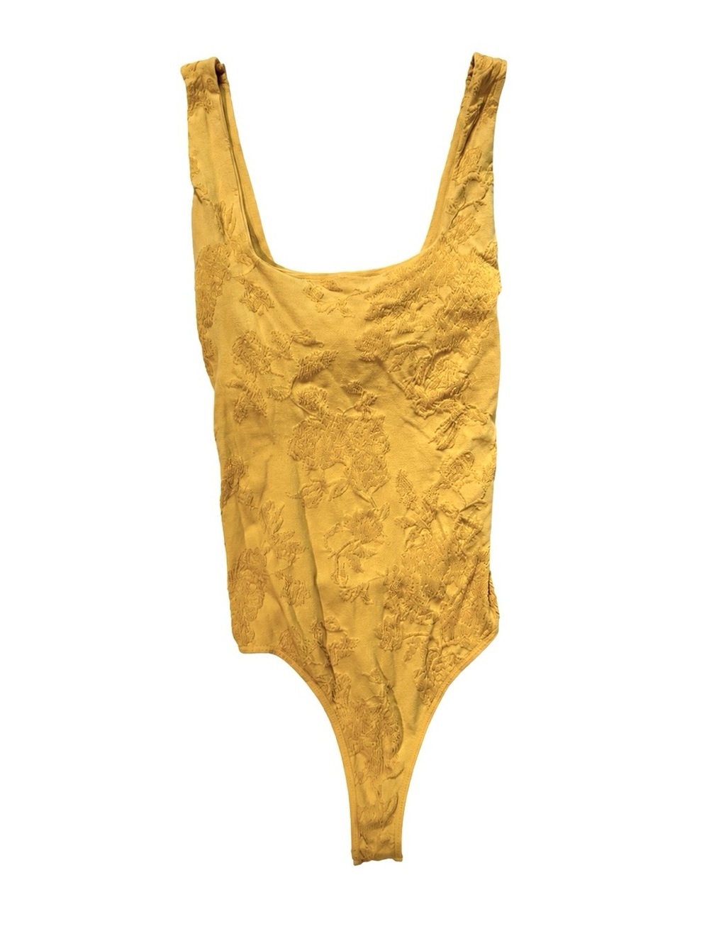 Textured Yellow Scoop Neck Send Love Seamless Free People Bodysuit